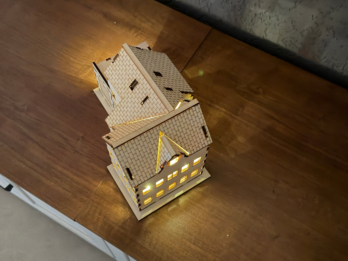 Hausmodell nach Foto – personalisiertes Wunschhaus optional mit Beleuchtung & Stern